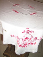 Beautiful antique red embroidered azure tablecloth