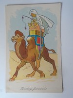 D195355   Régi képeslap - 1957  Sivatagi fuvarozás