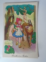 D195353 old postcard - 1957 Little Red Riding Hood and the Wolf - Gönczi
