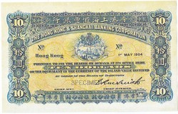 Hong Kong 10 Honkongi dollár 1904 REPLIKA