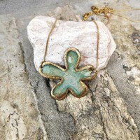 Fire Enamel Necklace with Flower Pendant (Unique, Handmade, New)
