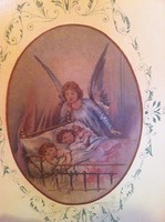 200-year-old wrought iron baroque children's bed with an angel painting