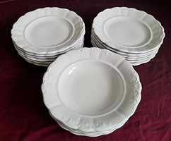 Zsolnay fehér indamintás  tányérok 6 mély 12 lapos  23.5 cm