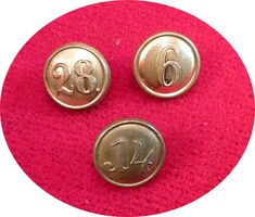 World War II military regiment number buttons 3 pcs. N06.