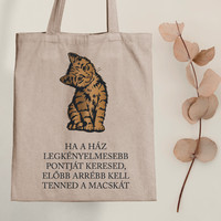 Cat comfort - kitty canvas bag with a quote