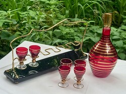 Art deco short drink/liquor stemmed glass set with tray, xx. The first third of Sz