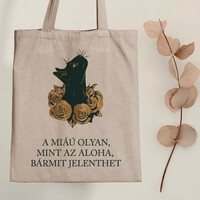 Miáú is like aloha - kitty canvas bag with a quote
