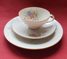 Niederrhein-Rees német porcelán reggeliző szett kávés teás csésze csészealj kistányér virág mintával