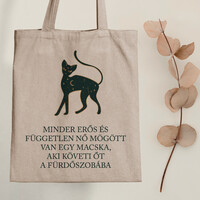 Behind every independent woman is a cat - kitty canvas bag with a quote