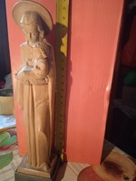 Mary with her child carved from wood