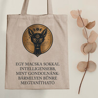 Cat intelligence - kitty tote bag with a quote