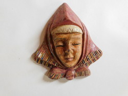 Ceramic wall decoration with csaba sign - woman's head with a scarf