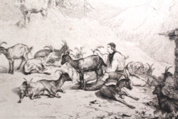 F. Gauermann (1807-1862): A kecskepásztor (rézkarc kerettel) osztrák művész