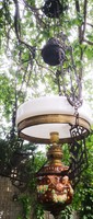 Gyönyörű antik szecessziós csillár, Lüszter majolika lámpa villanyosítva használható