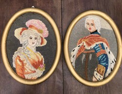2 pcs. Old tapestry. / French