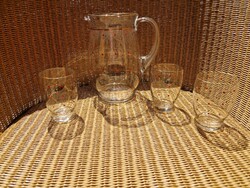 Dotted wine hut parade glass jug and 3 wine glasses