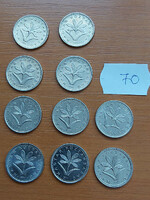 10 pieces of Hungarian 2 forints, all different year 70