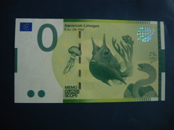 France 0 memo euro limoges aquarium fish crocodile eel jellyfish! Rare commemorative paper money! Ouch!