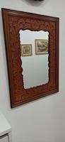 Wall mirror craftsman leather framing
