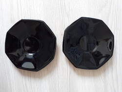 Nyolcszögletű fekete porcelán csészealátétek (2 db)