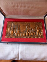 Wheat brown: 20 years Zala petroleum industry one-sided bronze plaque for collection