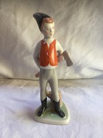 Woodcutter, marked, hand-painted drasche porcelain statue (79/1)