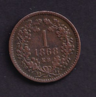 1 Krajcár / Kreuzer 1868 KB (Körmöcbánya)