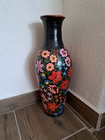 Beautiful 51 cm high painted Kalocsa floral floor vase vase heirloom antique