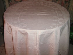 Beautiful vintage pale pink Toledo floral damask tablecloth