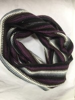 Purple, white, black, brown, gray knitted round scarf