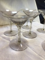 5 hand-made, goblet-shaped, smoke-colored glass glasses (iza)