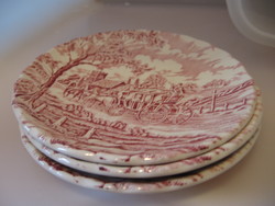 English pink myott meaking twisted ribbed mail car small plates 3 in one