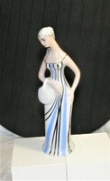 Art deco Cmielow Lengyel porcelán női figura