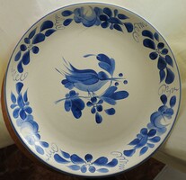 Hand painted marked blue bird pattern wall plate - wall plate