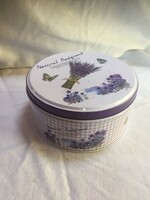 Round metal gift box with lavender design, vintage style - 79/1.