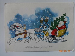 Old graphic Christmas card - drawing by Károly Kecskeméty