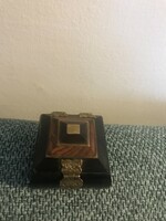 Art deco wooden jewelry holder with brass buckle