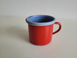 Old antique Budafok phoenix red enameled 0.25 liter mug
