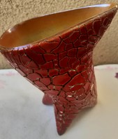 Zsolnay cracked ox blood glazed teapot vase (interior eosinous)