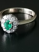 Smaragd briliáns drágaköves arany gyűrű