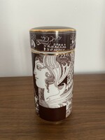 Rare brown Saxon Endre Hólloháza porcelain tall jar