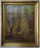 Lajos Gimes(1886-1945)?: Autumn forest. Oil painting.