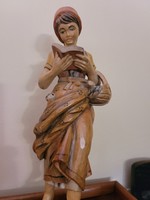 Antique old painted wooden statue