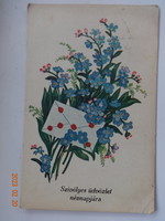 Régi virágos névnapi üdvözlő képeslap (1941)