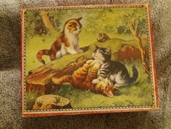 Gyönyörű antik fakocka puzzle képkirakó antik puzzle játék állatok dobozában HIBÁTLAN képek szerint