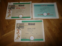 Old 3 pcs motorcycle racing certificate paper 1970