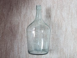 Régi demizson üveg palack kb. 3 literes, kékes színű, halványkék színű