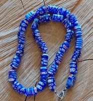 Beautiful blue Murano, millefiori glass necklace