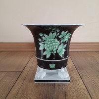 Old Herend black Victorian patterned vase