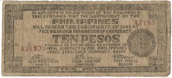 10 Pesos 1942 military issue Philippines 1.